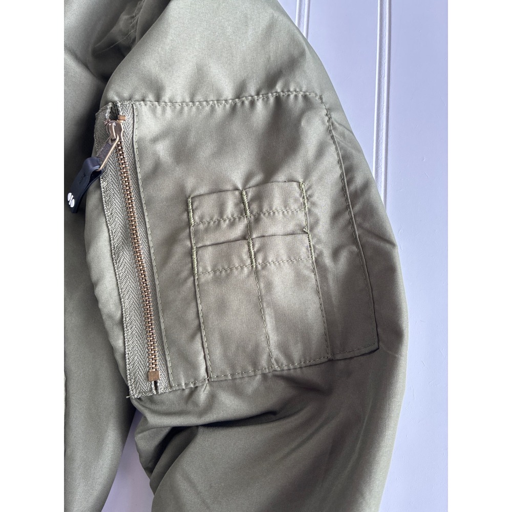 Holloway Womens Olive Green Bomber Jacket Coat Knit Hem Arm Pouch 229732 Small - Picture 13 of 16
